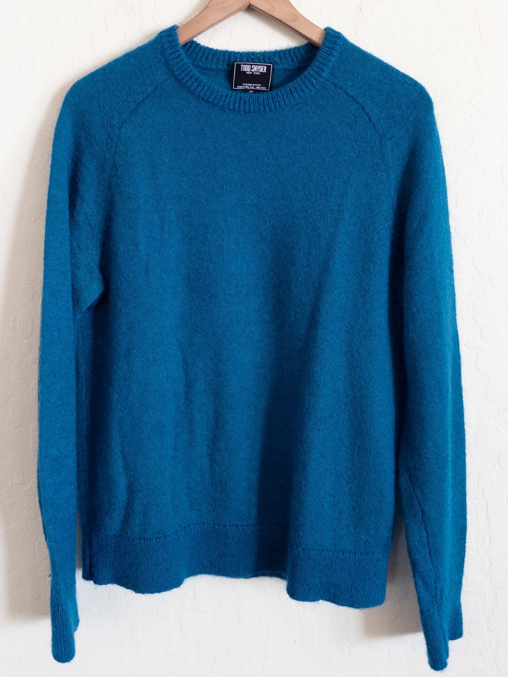 Todd Snyder Mohair Merino Wool Long Sleeve Crewneck Sweater Medium Teal Blue